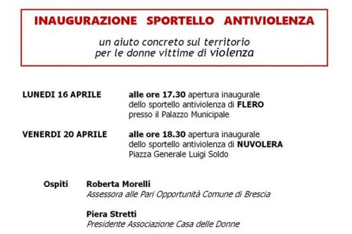 16 Aprile e 20 Aprile | Inaugurazione sportello antiviolenza 16 Aprile e 20 Aprile | Inaugurazione sportello antiviolenza