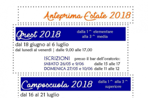 L’Oratorio Paolo VI di Mazzano organizza “Anteprima estate 2018”