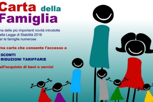 Arriva la “carta della famiglia”, che da diritto a sconti e riduzioni per famiglie numerose
