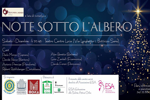 1 Dicembre | “Note sotto l’albero”, concerto di Natale per ESA (Educazione alla Salute Attiva)