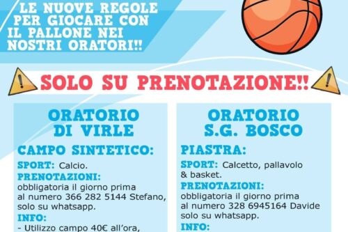 Oratori di Virle e S.Giovanni Bosco: ecco le nuove regole per giocare insieme! Oratori di Virle e S.Giovanni Bosco: ecco le nuove regole per giocare insieme!