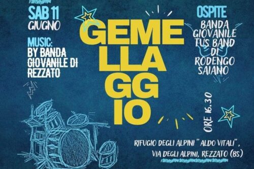Sabato 11 giugno musica dagli alpini di Rezzato: Gemellaggio banda giovanile locale con quella di Rodengo Saiano