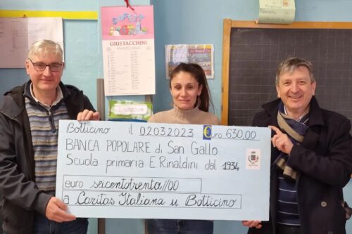 Solidarietà della primaria Rinaldini di San Gallo: 630 euro donati a Caritas