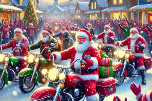 Motogiro di solidarietà a Rezzato: Babbi Natale su due ruote portano gioia